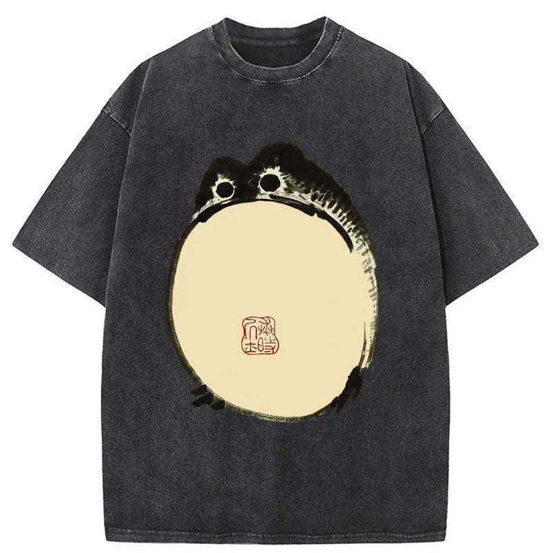 Tokyo-Tiger Grumpy Frog Japanese Washed T-Shirt