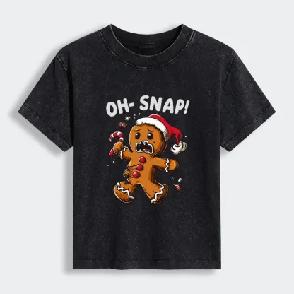 Tokyo-Tiger Oh Snap The Gingerbread Man's Christmas Chaos Women's Washed T-shirt