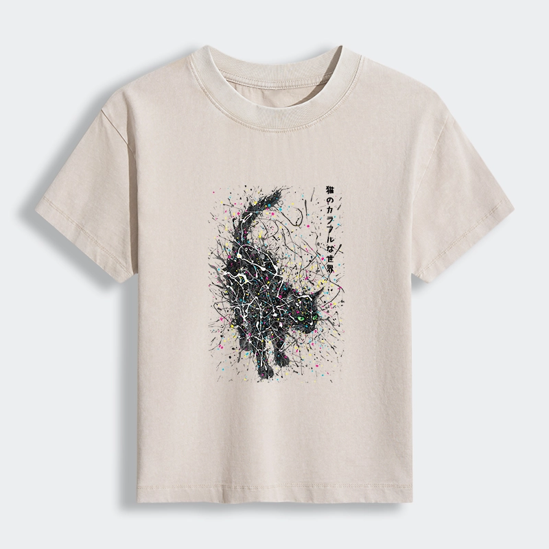 Tokyo-Tiger In The Spectrum Of Cats Women's Washed T-shirt