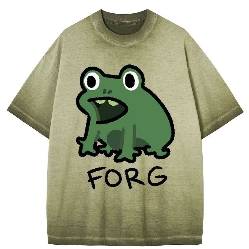 Tokyo-Tiger Funny Forg Japan Gradient Washed T-Shirt