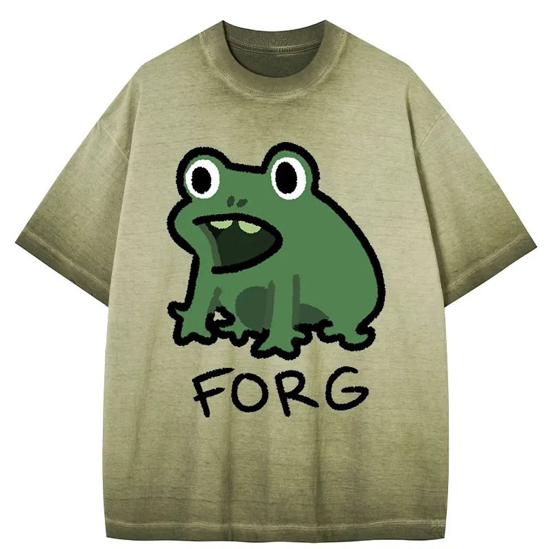 Tokyo-Tiger Funny Forg Japan Gradient Washed T-Shirt