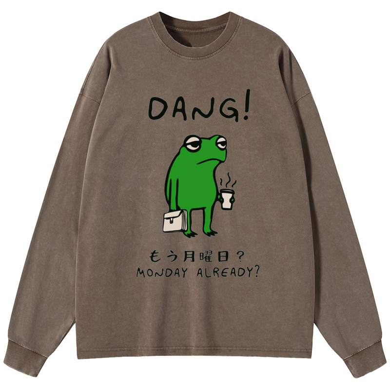 Tokyo-Tiger Is It Already Monday Washed Long Sleeve T-Shirt