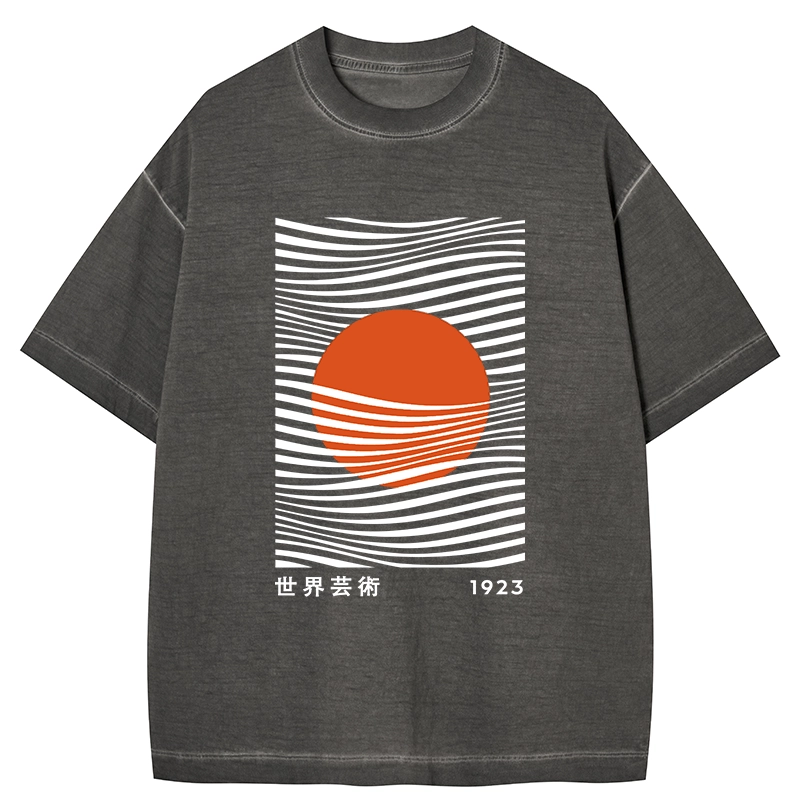 Tokyo-Tiger Minimalist Art Sun Gradient Washed T-Shirt