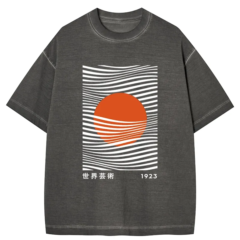 Tokyo-Tiger Minimalist Art Sun Gradient Washed T-Shirt
