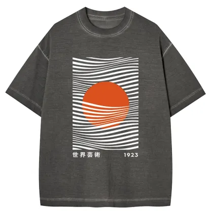 Tokyo-Tiger Minimalist Art Sun Gradient Washed T-Shirt
