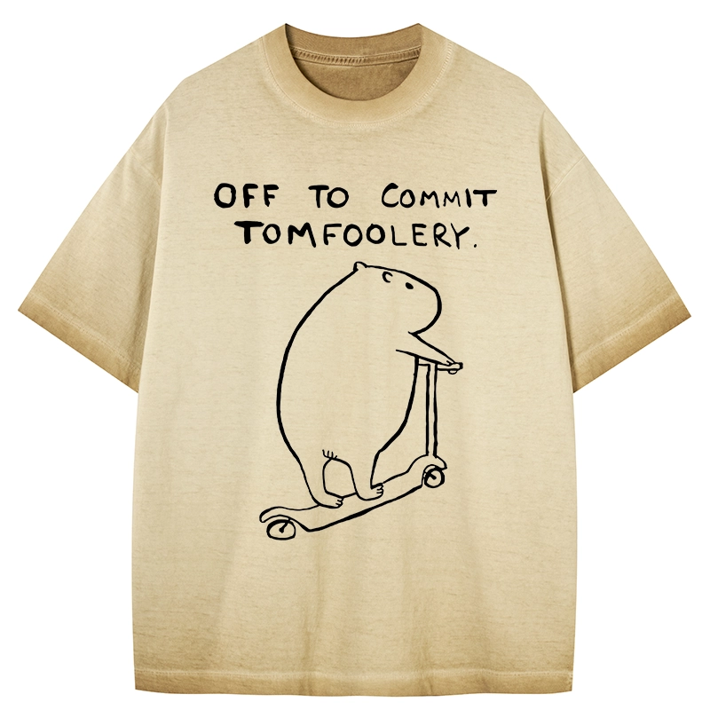 Tokyo-Tiger Capybara Is Ready To Do Something Bad Gradient Washed T-Shirt