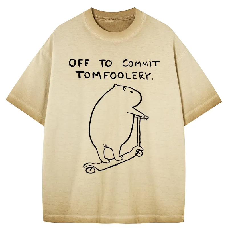 Tokyo-Tiger Capybara Is Ready To Do Something Bad Gradient Washed T-Shirt