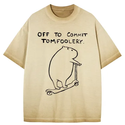 Tokyo-Tiger Capybara Is Ready To Do Something Bad Gradient Washed T-Shirt