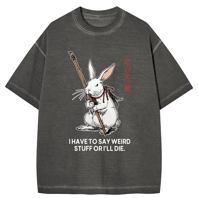 Tokyo-Tiger Rabbit Gotta Say Weird Stuff Or Die Gradient Washed T-Shirt