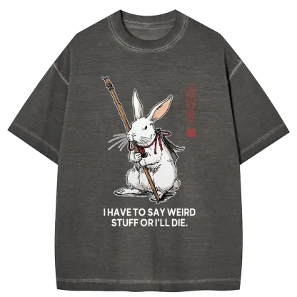 Tokyo-Tiger Rabbit Gotta Say Weird Stuff Or Die Gradient Washed T-Shirt
