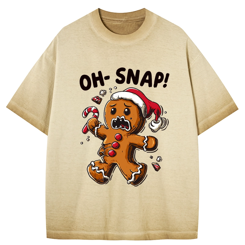 Tokyo-Tiger Oh Snap The Gingerbread Man's Christmas Chaos Gradient Washed T-Shirt