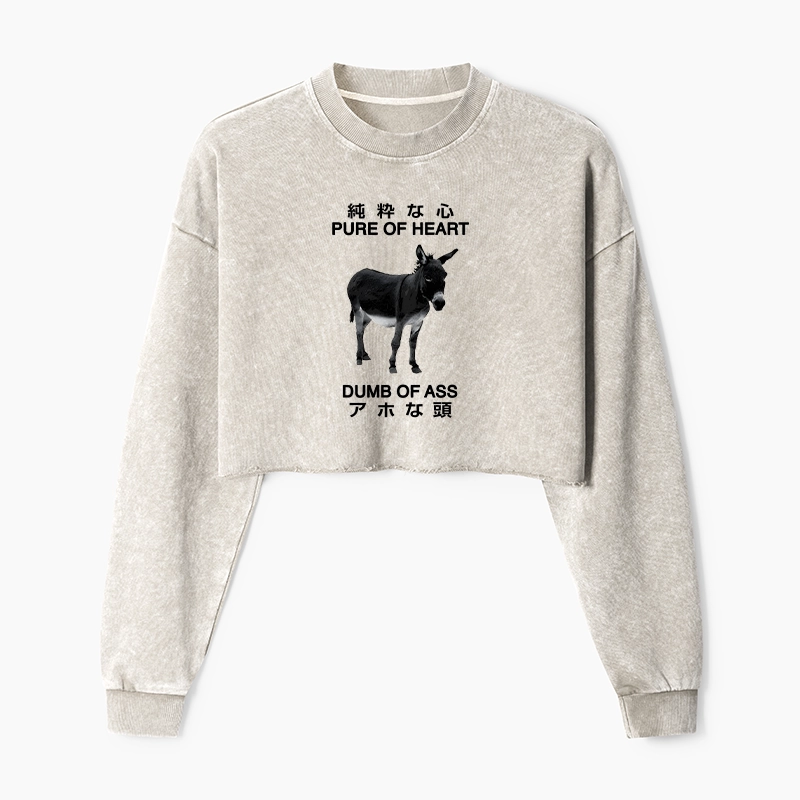 Tokyo-Tiger Pure Of Heart Dumb Of Ass Washed Crop Sweatshirt
