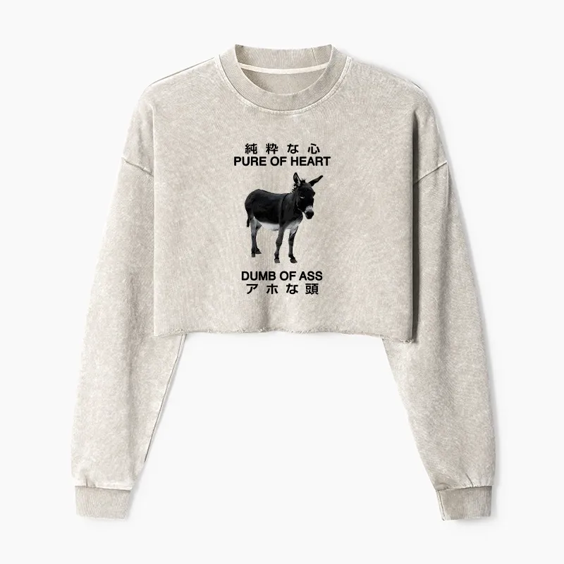 Tokyo-Tiger Pure Of Heart Dumb Of Ass Washed Crop Sweatshirt