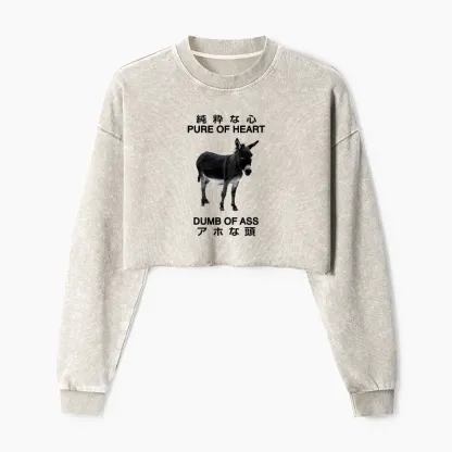 Tokyo-Tiger Pure Of Heart Dumb Of Ass Washed Crop Sweatshirt