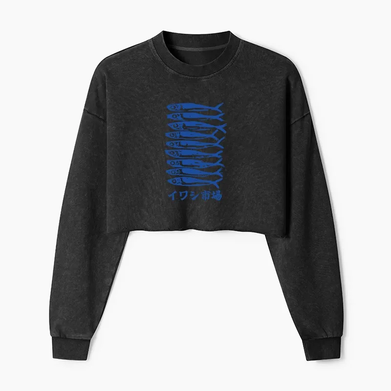 Tokyo-Tiger Sardine Market Washed Crop Sweatshirt