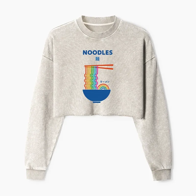 Tokyo-Tiger Rainbow Ramen Washed Crop Sweatshirt