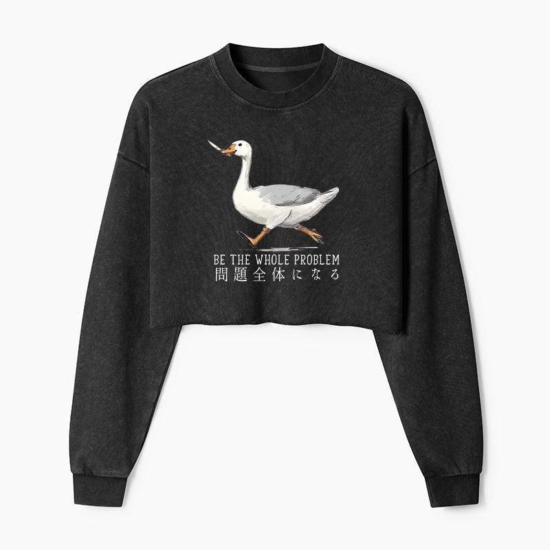 Tokyo-Tiger Running Stupid Goose Washed Crop Sweatshirt