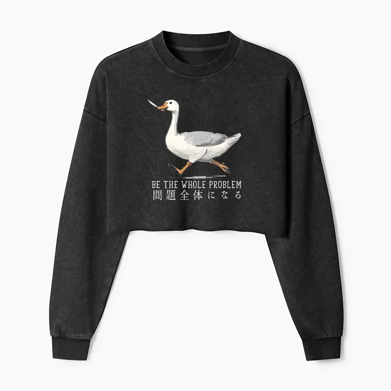 Tokyo-Tiger Running Stupid Goose Washed Crop Sweatshirt