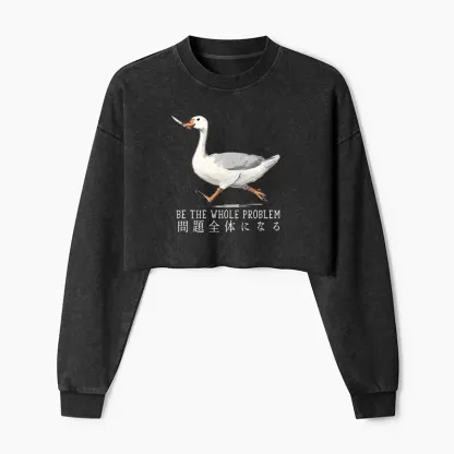 Tokyo-Tiger Running Stupid Goose Washed Crop Sweatshirt