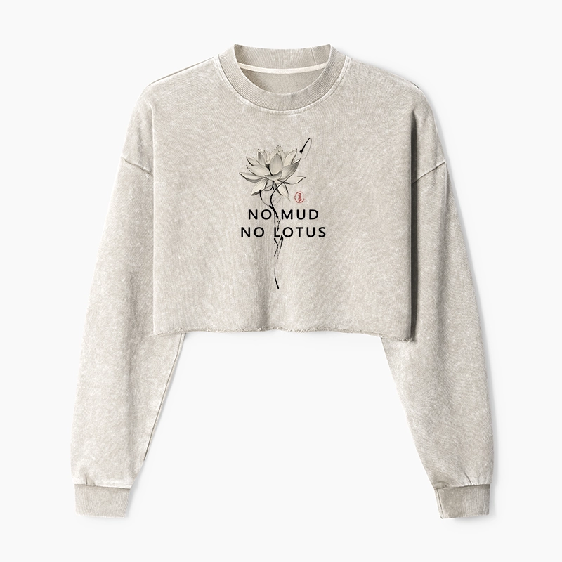 Tokyo-Tiger Japanese Zen Lotus Washed Crop Sweatshirt