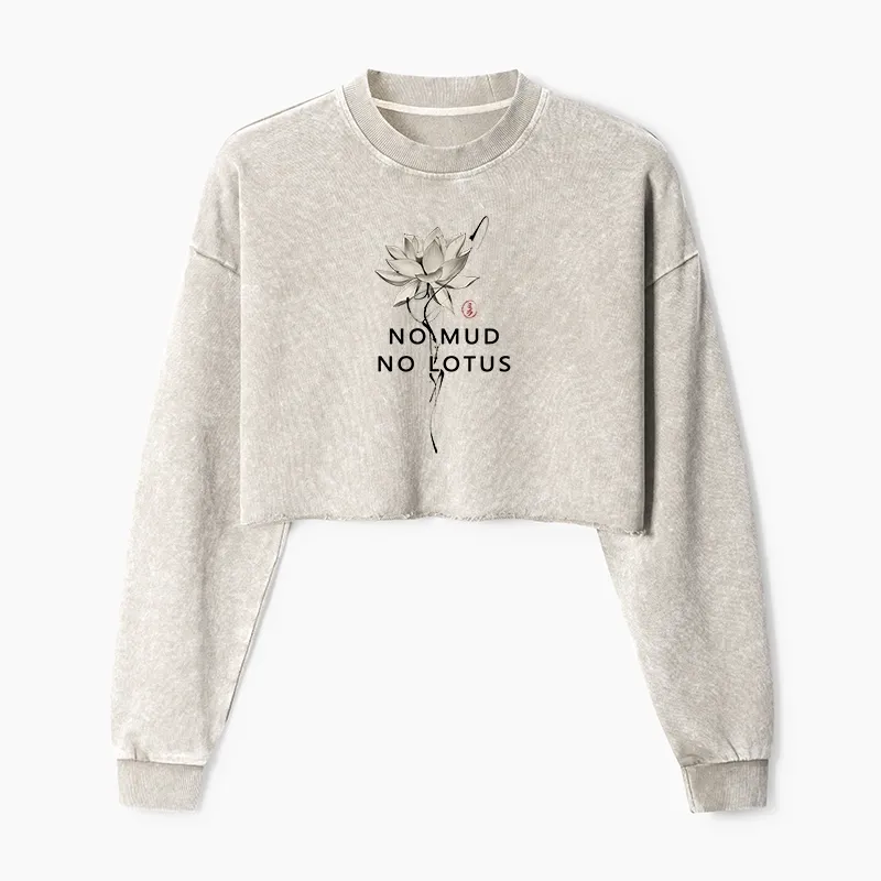 Tokyo-Tiger Japanese Zen Lotus Washed Crop Sweatshirt