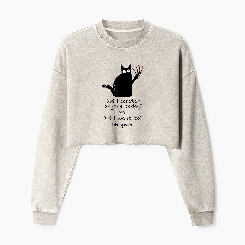 Tokyo-Tiger Cats With Sharp Claws Washed Crop Sweatshirt