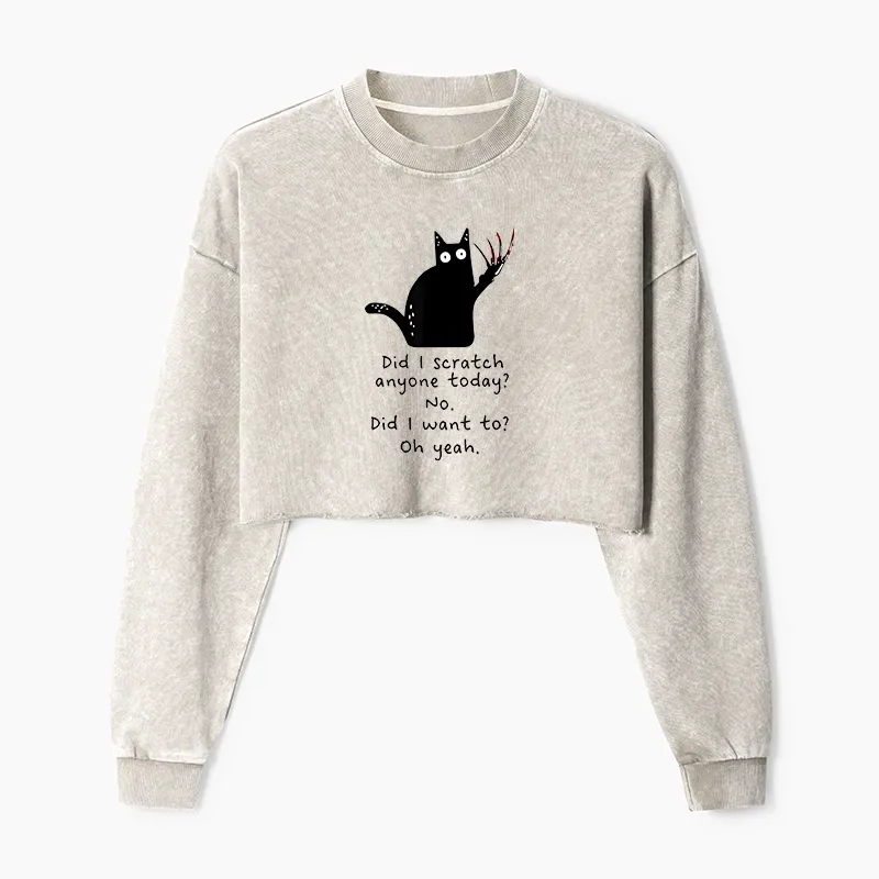 Tokyo-Tiger Cats With Sharp Claws Washed Crop Sweatshirt
