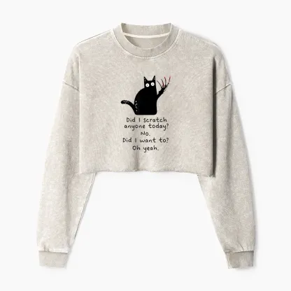 Tokyo-Tiger Cats With Sharp Claws Washed Crop Sweatshirt