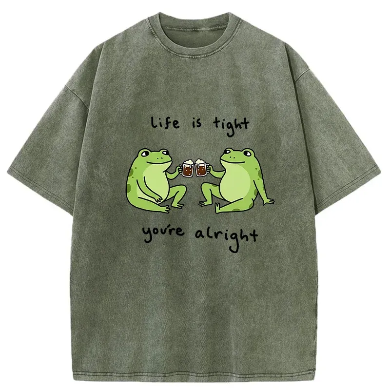 Tokyo-Tiger Frog's Happy Life Washed T-Shirt