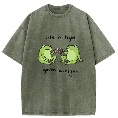 Tokyo-Tiger Frog's Happy Life Washed T-Shirt