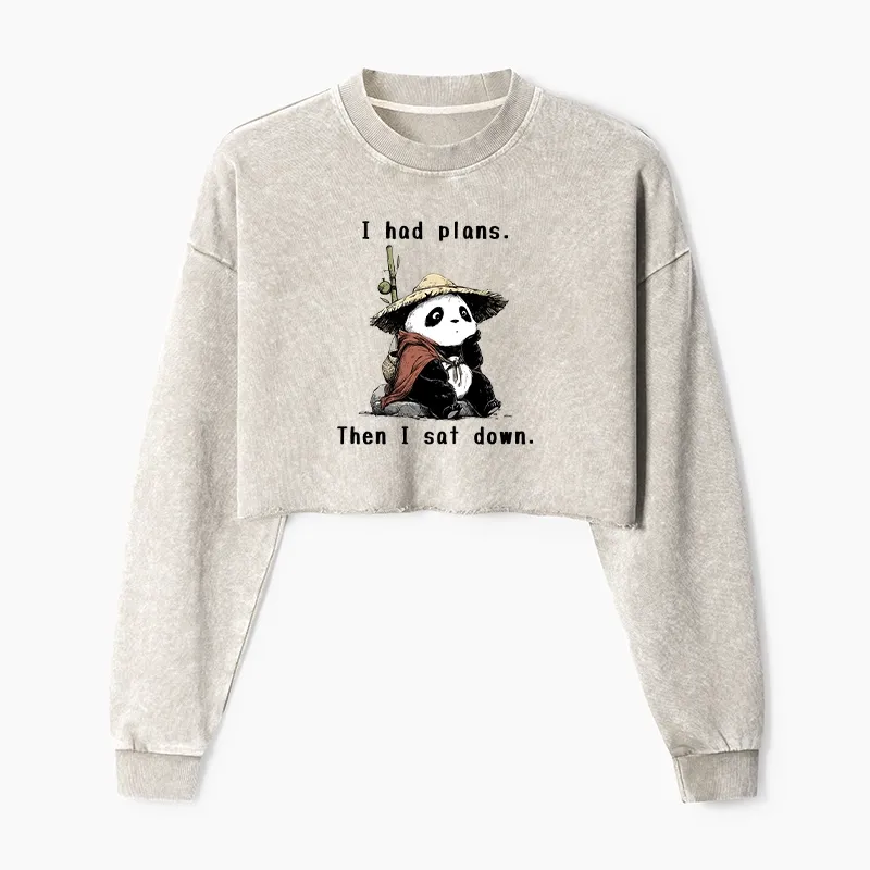 Tokyo-Tiger The Maybe Later Panda Washed Crop Sweatshirt