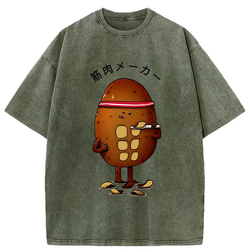 Tokyo-Tiger Muscle Builder Potato Washed T-Shirt