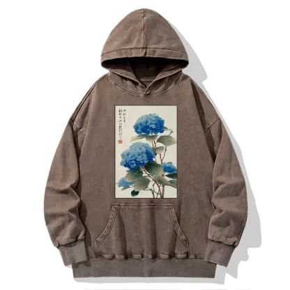 Tokyo-Tiger Ukiyoe Hydrangeas: A Reflection of the Soul Washed Hoodie