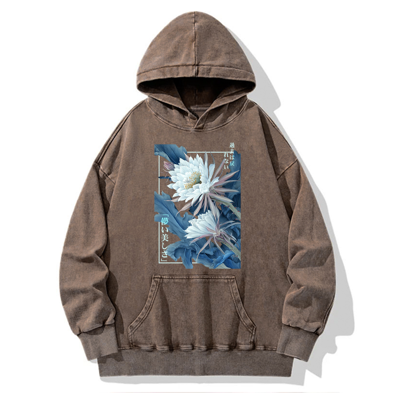 Tokyo-Tiger Vintage Epiphyllum-Short-lived beauty Poster Washed Hoodie