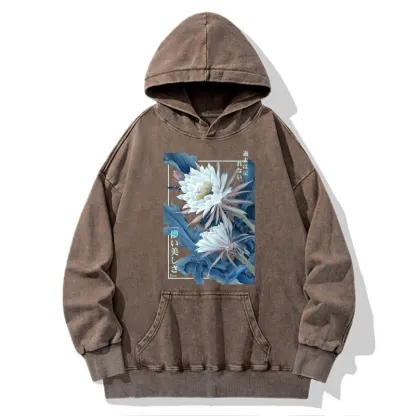 Tokyo-Tiger Vintage Epiphyllum-Short-lived beauty Poster Washed Hoodie