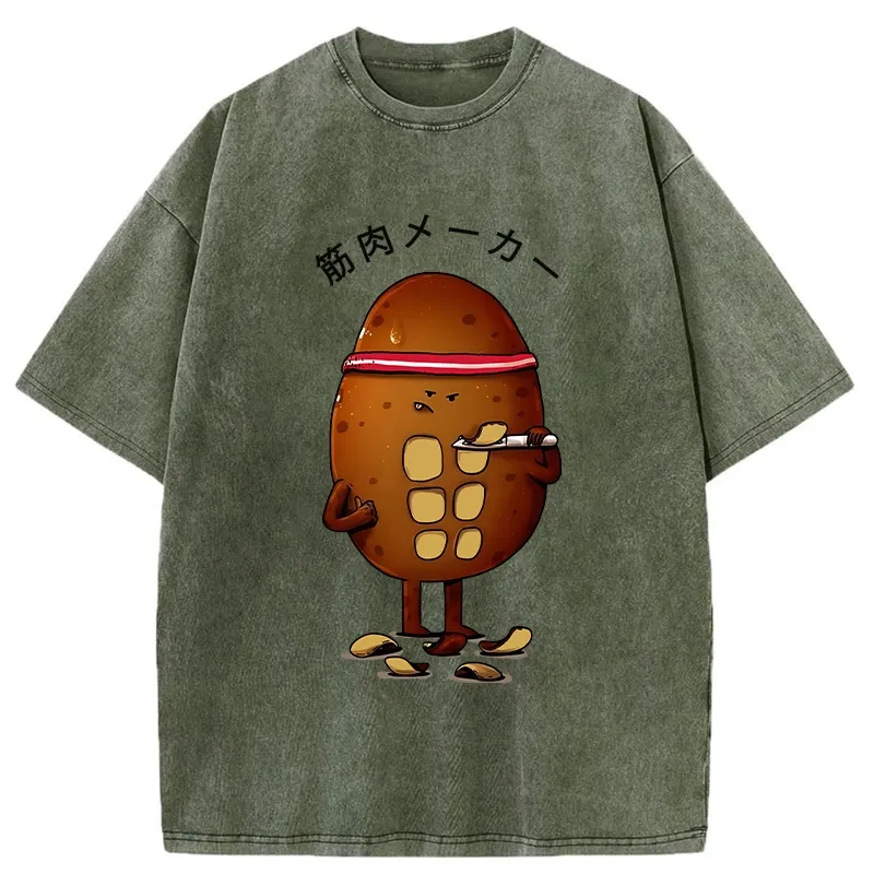 Tokyo-Tiger Muscle Builder Potato Washed T-Shirt