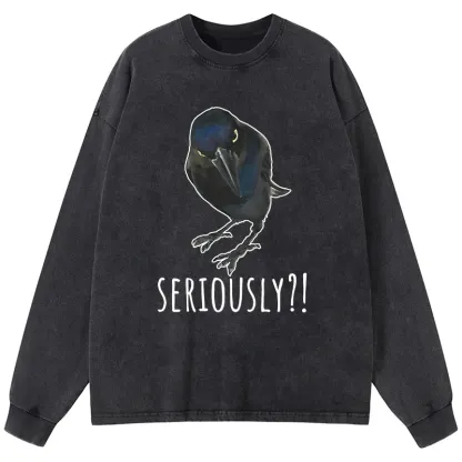 Tokyo-Tiger Raven's Question Washed Long Sleeve T-Shirt