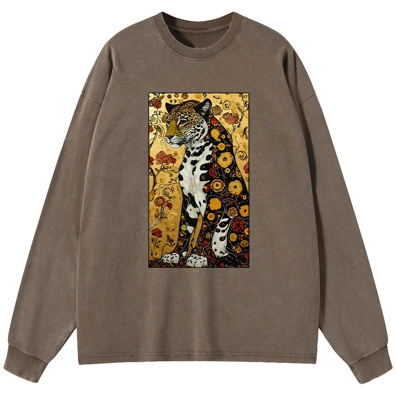 Tokyo-Tiger Magnificent Leopard Washed Long Sleeve T-Shirt