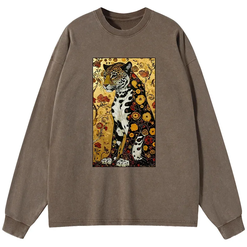 Tokyo-Tiger Magnificent Leopard Washed Long Sleeve T-Shirt
