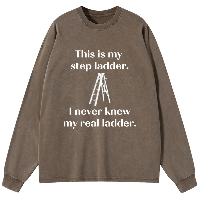 Tokyo-Tiger A Real Ladder Funny Washed Long Sleeve T-Shirt