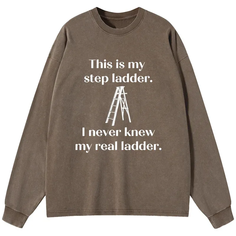 Tokyo-Tiger A Real Ladder Funny Washed Long Sleeve T-Shirt