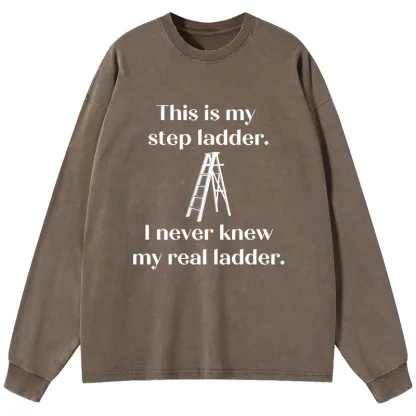 Tokyo-Tiger A Real Ladder Funny Washed Long Sleeve T-Shirt