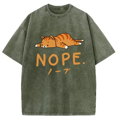 Tokyo-Tiger Cute Lying Cat Washed T-Shirt