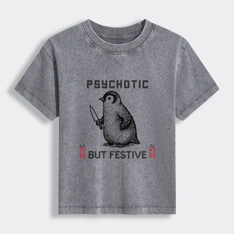 Tokyo-Tiger Overstimulated but Festive Christmas Women's Washed T-shirt