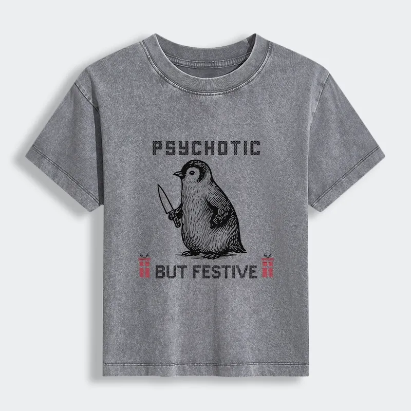 Tokyo-Tiger Overstimulated but Festive Christmas Women's Washed T-shirt