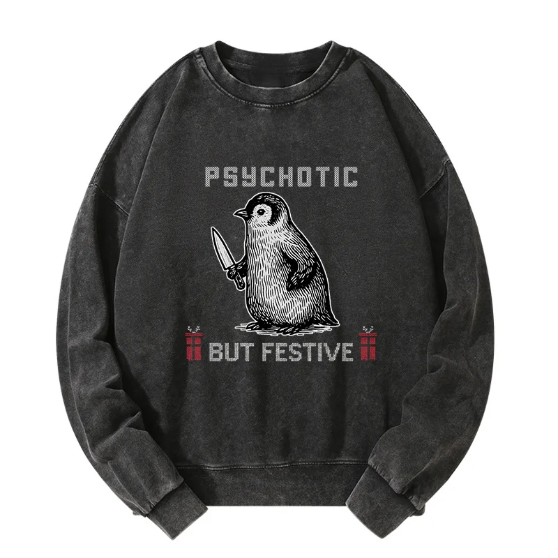 Tokyo-Tiger Overstimulated but Festive Christmas Washed Sweatshirt