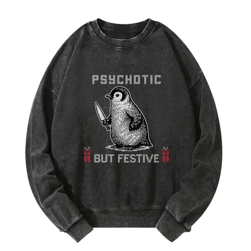 Tokyo-Tiger Overstimulated but Festive Christmas Washed Sweatshirt