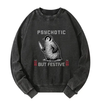 Tokyo-Tiger Overstimulated but Festive Christmas Washed Sweatshirt