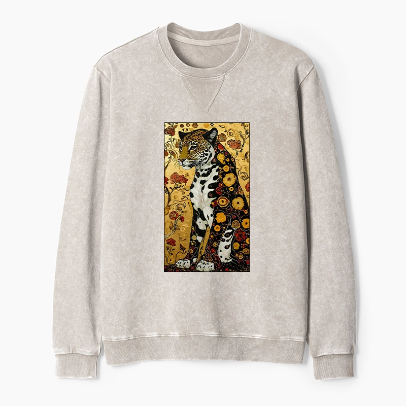 Tokyo-Tiger Magnificent Leopard Washed Terry Sweatshirt