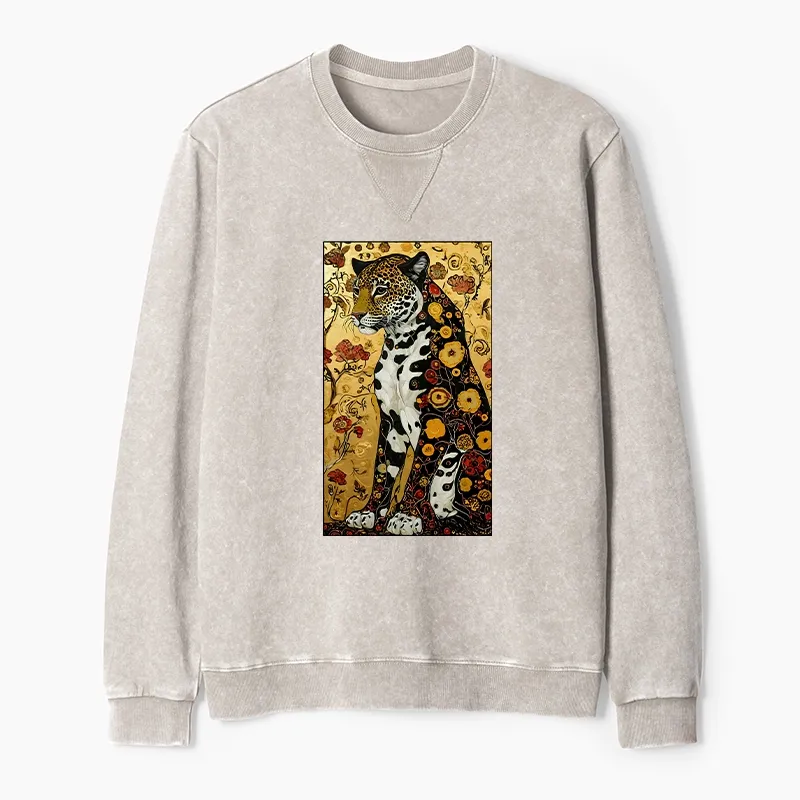 Tokyo-Tiger Magnificent Leopard Washed Terry Sweatshirt